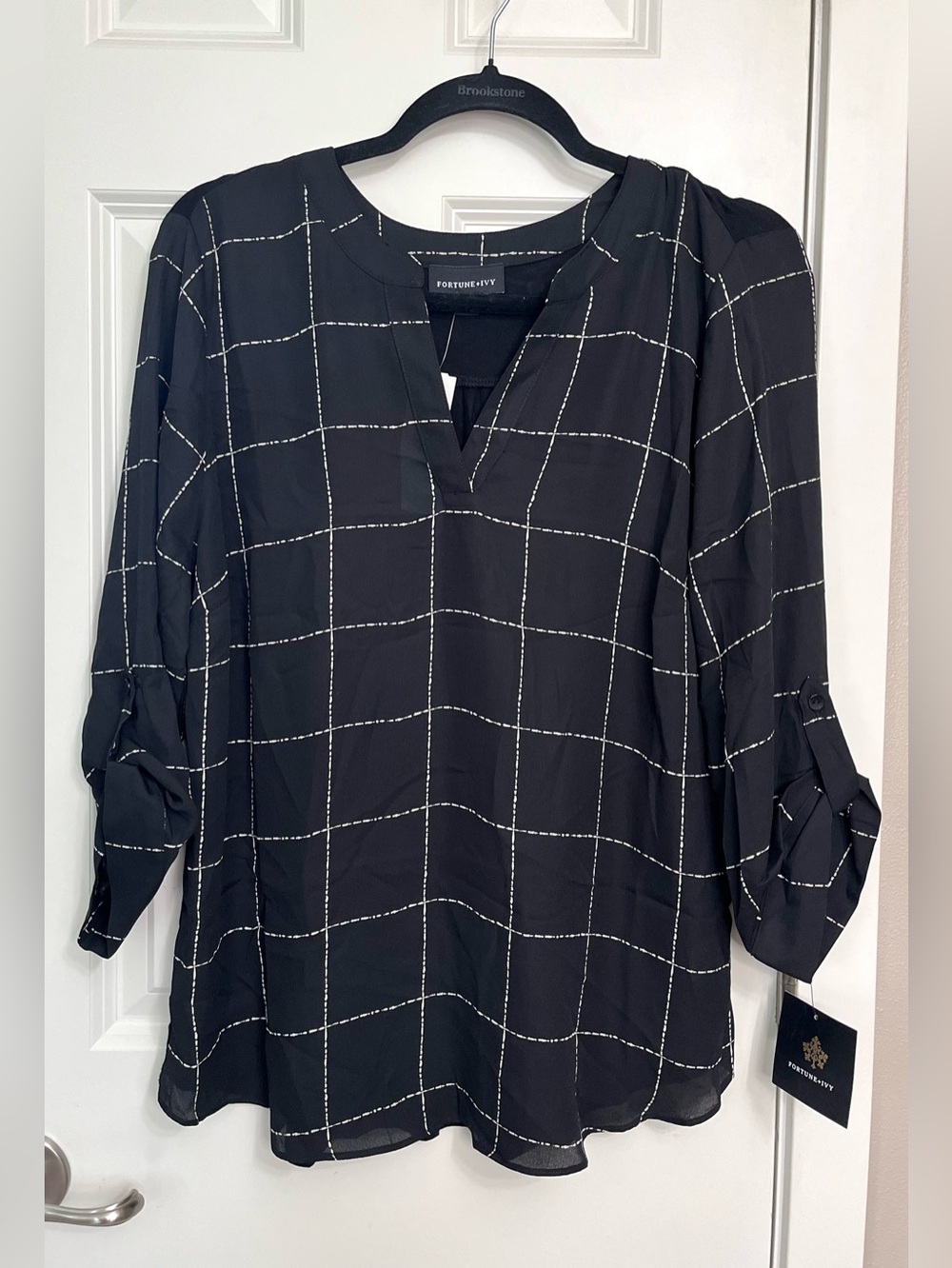 Fortune + Ivy Tulsa Mixed Material Blouse NWT